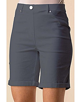Roman Elastic Waist Turn Up Shorts