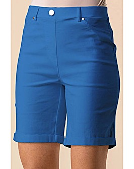 Roman Elastic Waist Turn Up Shorts