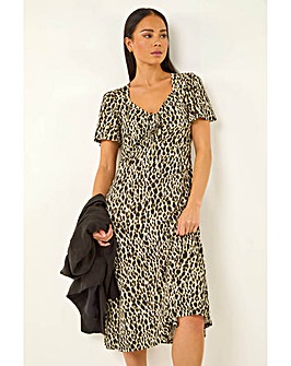 Roman Petite Animal Print Midi Dress