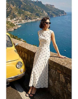 Roman Polka Dot Boat Neck Dress