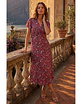 Roman Petite Floral Twist Midi Dress
