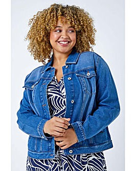 Roman Curve Cotton Denim Jacket