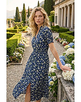 Roman Ditsy Print V-Neck Midi Dress