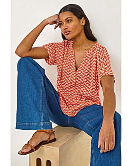 Roman Abstract Print Tunic Top