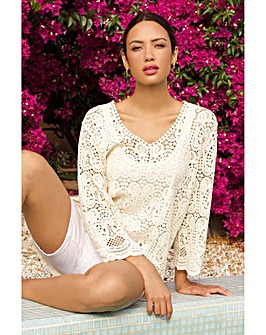 Roman Cotton Crochet Tunic Top