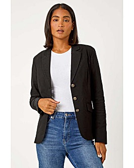 Roman Button Detail Stretch Blazer