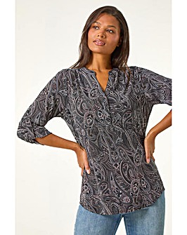 Roman Textured Paisley Stretch Blouse