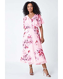 Roman Petite Floral Chiffon Midi Dress