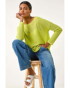 Roman Crochet Cotton Jersey Top