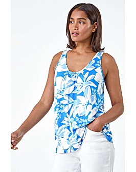 Roman Floral Print Stretch V-Neck Vest