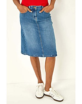 Roman Cotton Denim Stretch A line Skirt