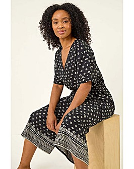 Roman Petite Border Cropped Jumpsuit