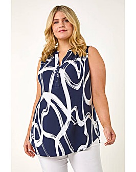 Roman Curve Abstract Print Vest Top