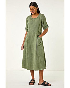 Roman Textured A-line Midi Dress