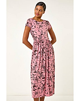 Roman Floral Print Stretch Midi Dress