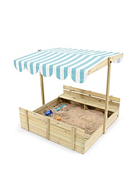 Plum Wooden Sandpit with Canopy - Natural