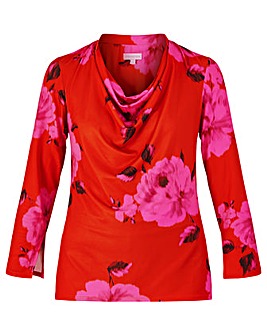 Monsoon Cowl Floral Print Jersey Top