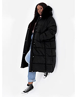 Lovedrobe Black Padded Hooded Coat