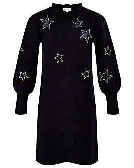 Monsoon Velvet Star Knitted Dress