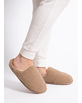 totes Ladies Curly Fur Mule Slippers