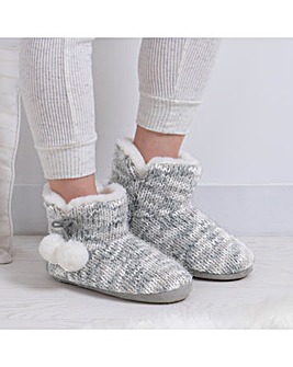 totes Ladies Space Dye Knitted Boot Slippers