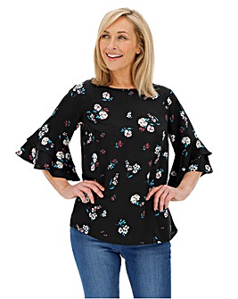 Fluted Sleeve Blouse