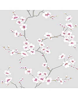 Fresco Apple Blossom Tree Grey Wallpaper