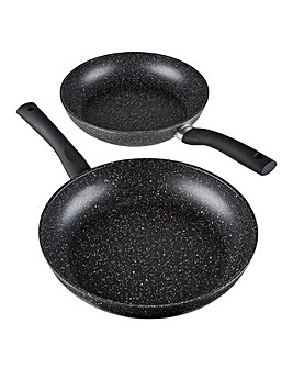 Anti-Scratch Black Stone Set of 2 Frying Pans