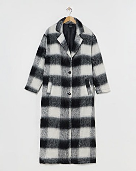 Brushed Mono Check Maxi Coat