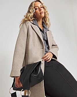 Oatmeal Longline Faux Wool Coat