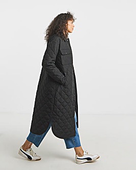 Black Longline Quilted Shacket