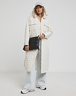 Stone Longline Quilted Shacket