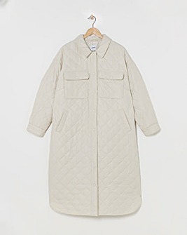 Stone Longline Quilted Shacket