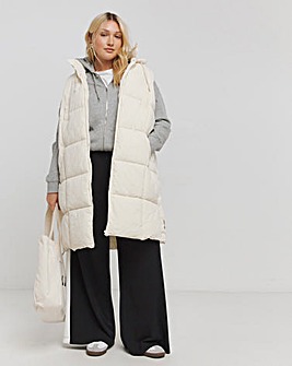 Off White Square Padded Longline Gilet