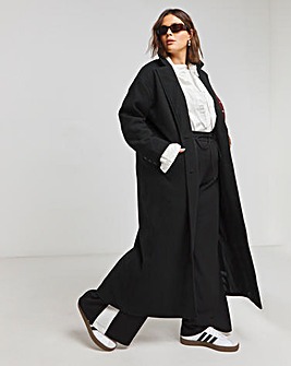 Black Faux Wool Maxi Coat