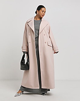 Soft Pink DB Faux Wool Coat