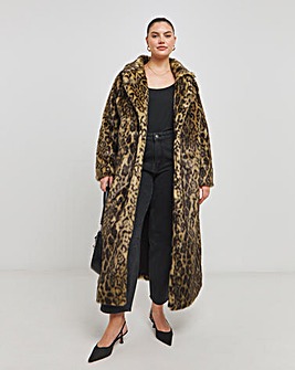 Leopard Faux Fur Midaxi Coat