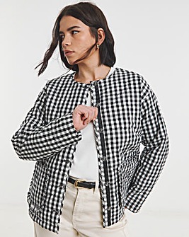 Black Quilted Gingham Jacket