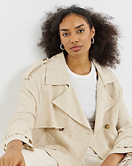Simply Be Neutral Cropped Linen Trench