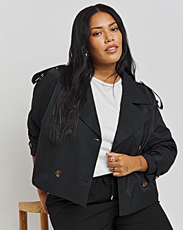 Black Cropped Trench