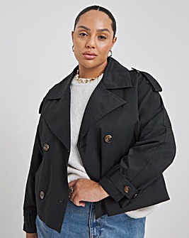 Black Cropped Trench