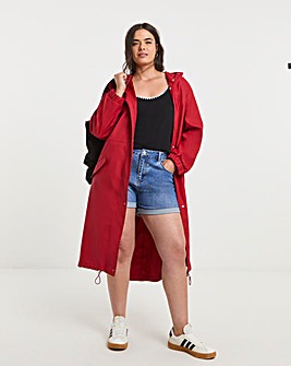 Simply Be Red Longline Rubberised Raincoat