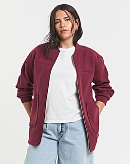 Burgundy Soft Zip Through Bomber Jacket