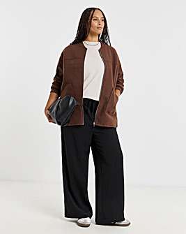 Chocolate Soft Zip Through Bomber Jacket