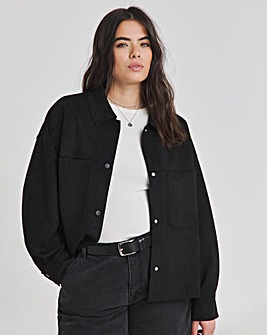 Black Suedette Cropped Shacket