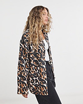 Leopard Print Button Through Utility Jacket