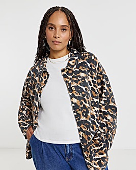 Simply Be Leopard Print Button Through Utility Jacket