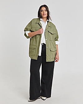 Khaki Stitch Detail Utility Jacket