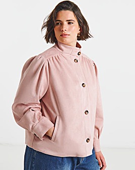 Simply Be Soft Pink Funnel Neck Suedette Jacket