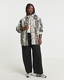 Black Snake Print Utility Shacket